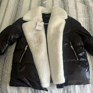 Generation Love Avila Faux Fur Combo Puffer Black/White